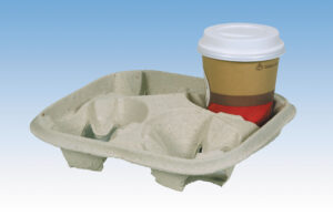 Bandeja 4 vasos fibra compostable c/240