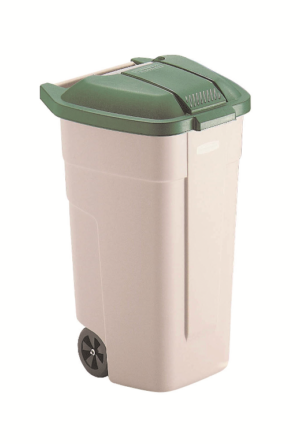Contenedor rubbermaid ruedas con tapa verde 100 l