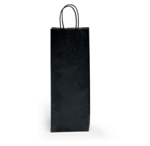 Bolsa papel negra 2 botella vino 14+10x39 c/250