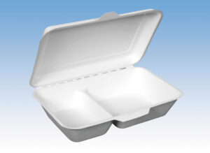Caja menu fibra 2 compartimentos con tapa compostable